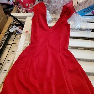 Cute red v cut sexy dress